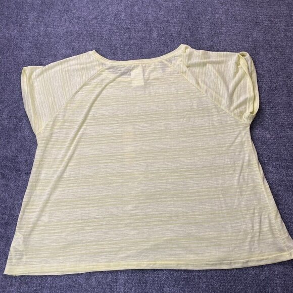 Seven 7 Shirt Womens XXL Stripe Short Sleeve Tee Yellow Green Semi Sheer NEW - Picture 5 of 11